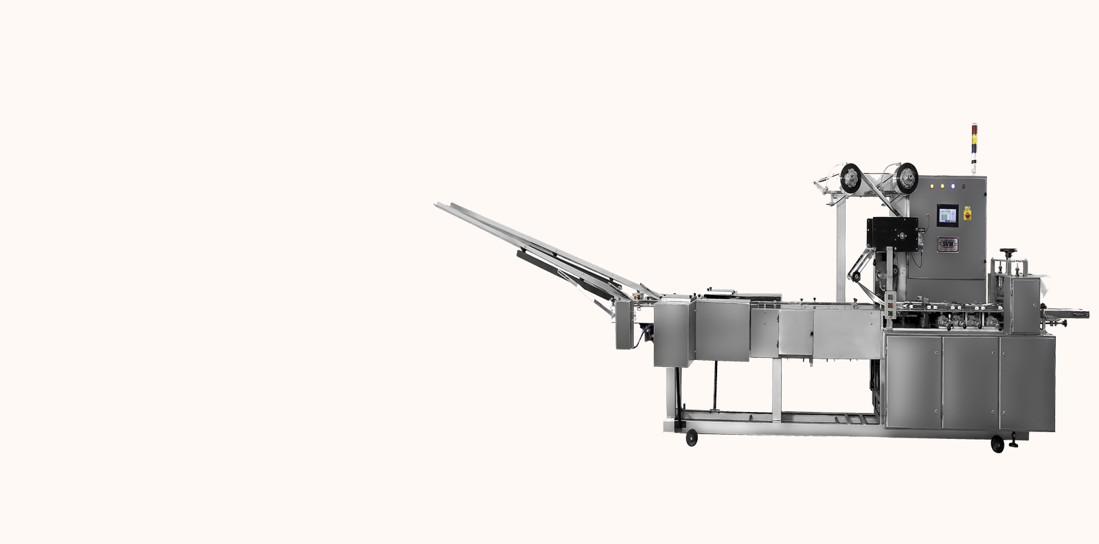 SVM double chute servo wrapping machine